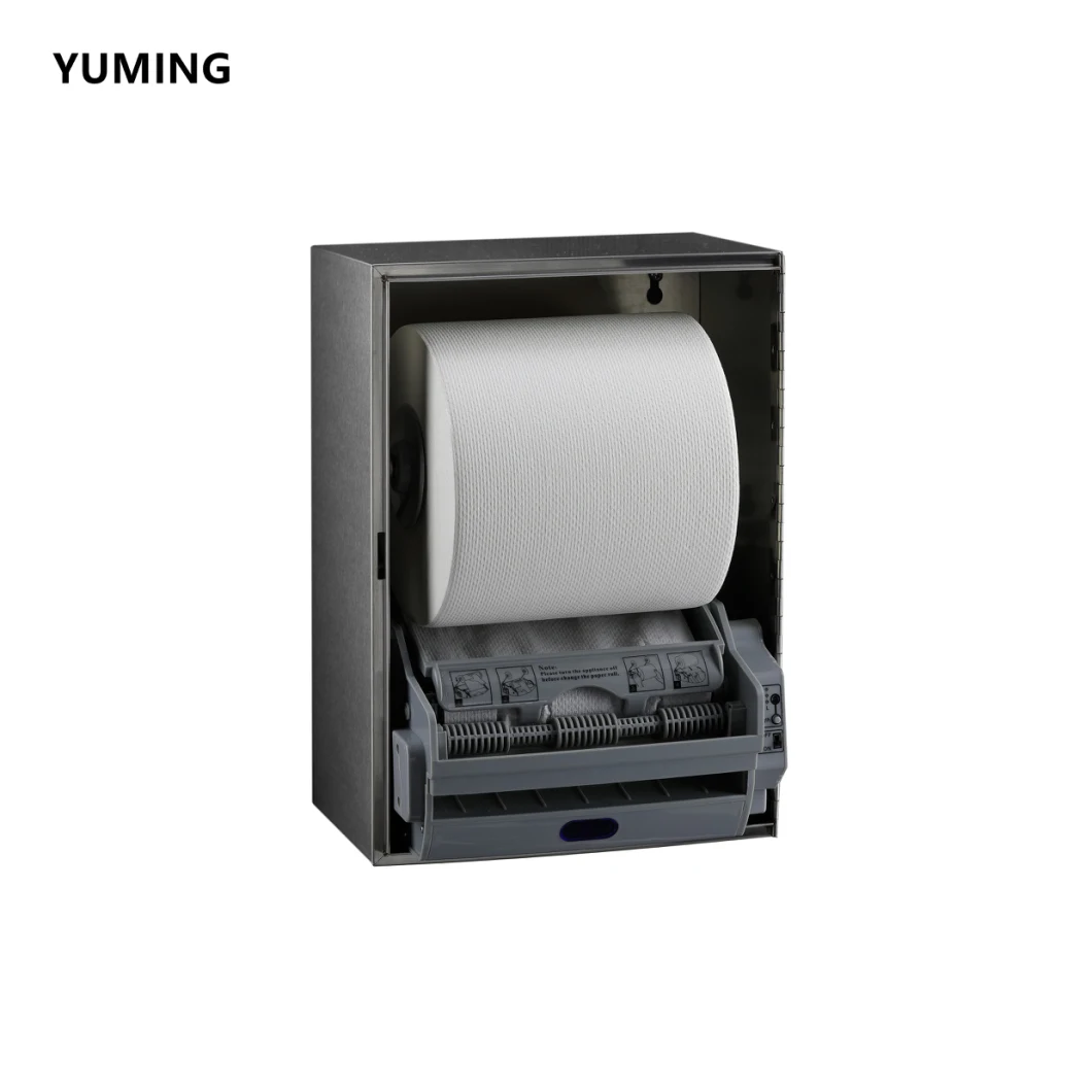 Hotel Wall Mounted Plastic Sensor Cutting Jumbo Roll Tissue Holder Automatic Cut Paper Towel Dispenser