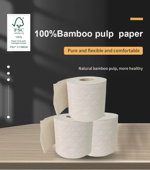 Precio de fábrica Certificado Fábrica OEM Salud al por mayor Pulpa virgen orgánica Rollo de bambú Papel higiénico para la venta Productos completos ecológicos